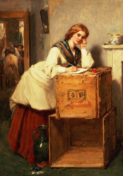 Signora che scrive una lettera da Thomas Faed